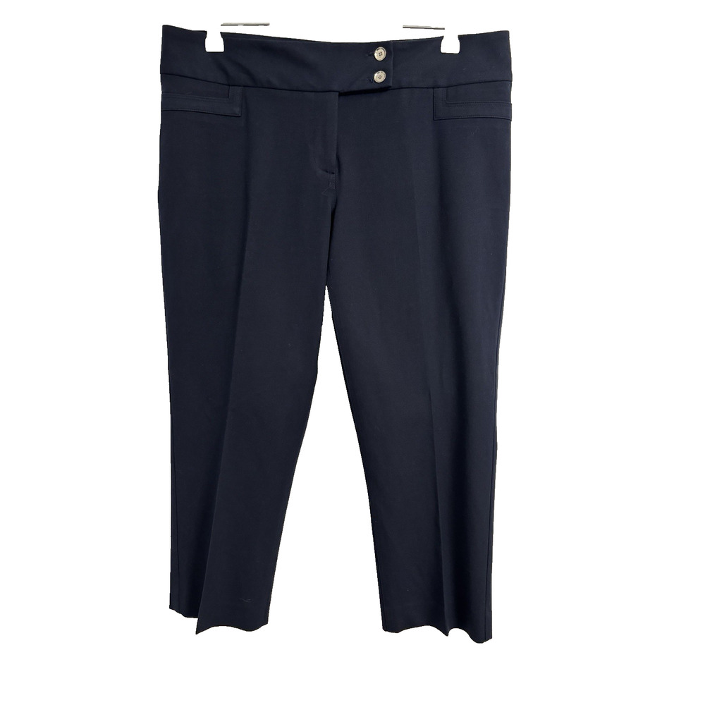 Alfani Women's 12 Navy Blue Cropped‎ Pants Business Office Sexy Preppy Academia